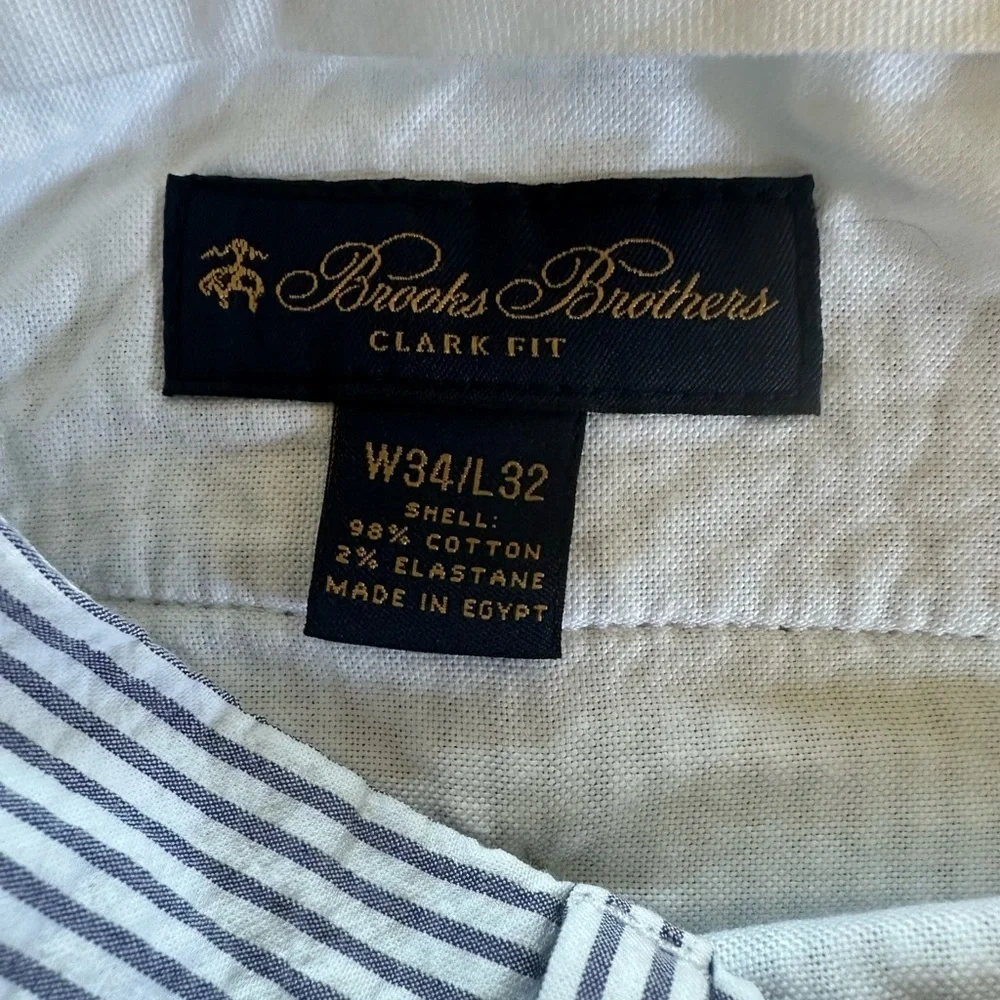 Men’s Brooks Brothers Seersucker Blue Stripped Pants Size 34/32